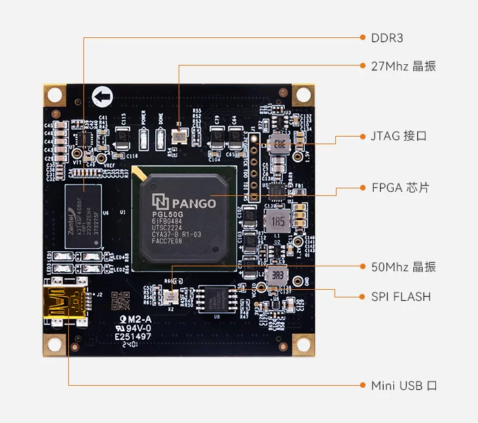 紫光同创 Logos PGL50G FPGA 核心板 国产视频图像处理 P50G
