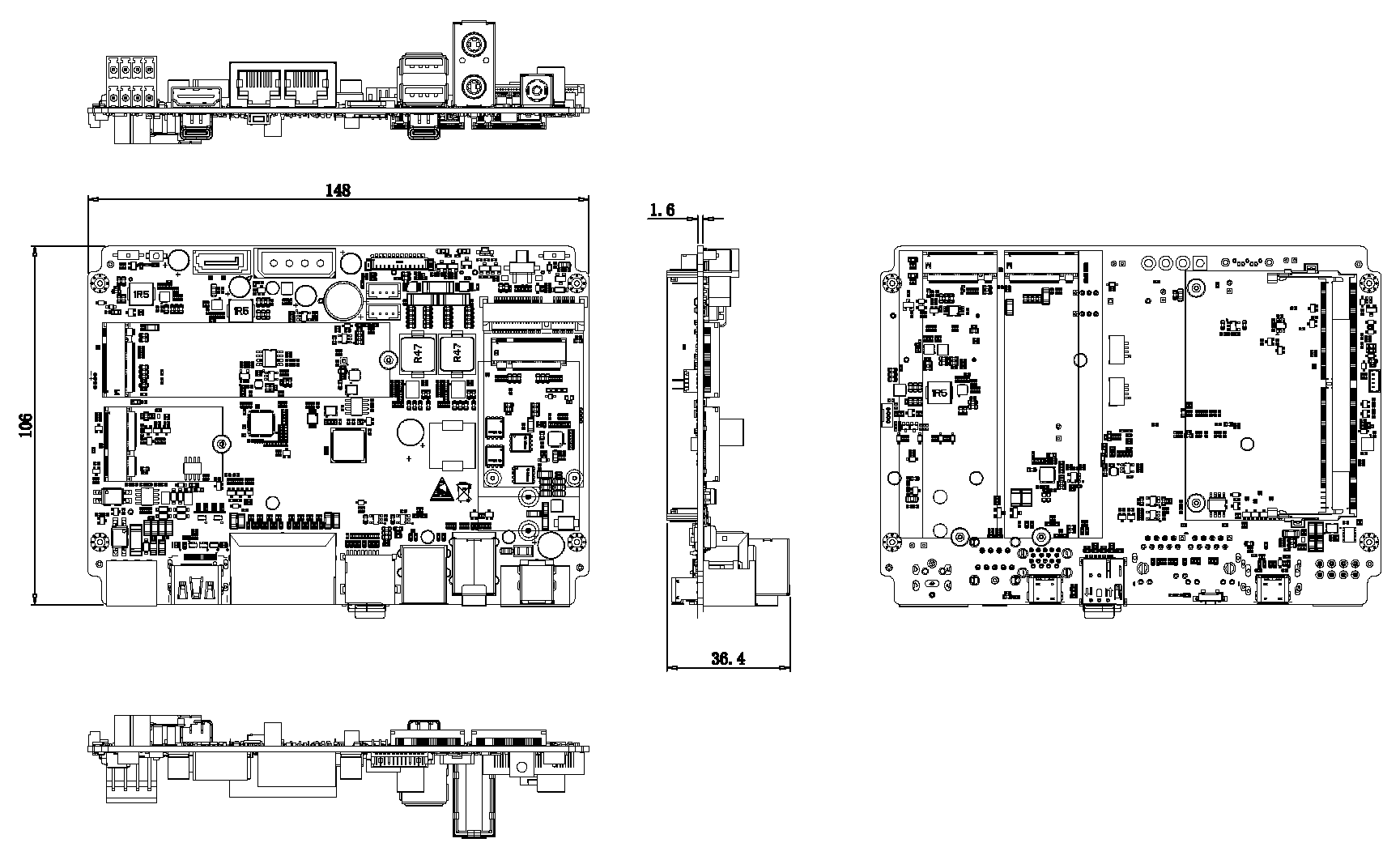 AIBOX PRO 尺寸图 148×106×36.4mm
