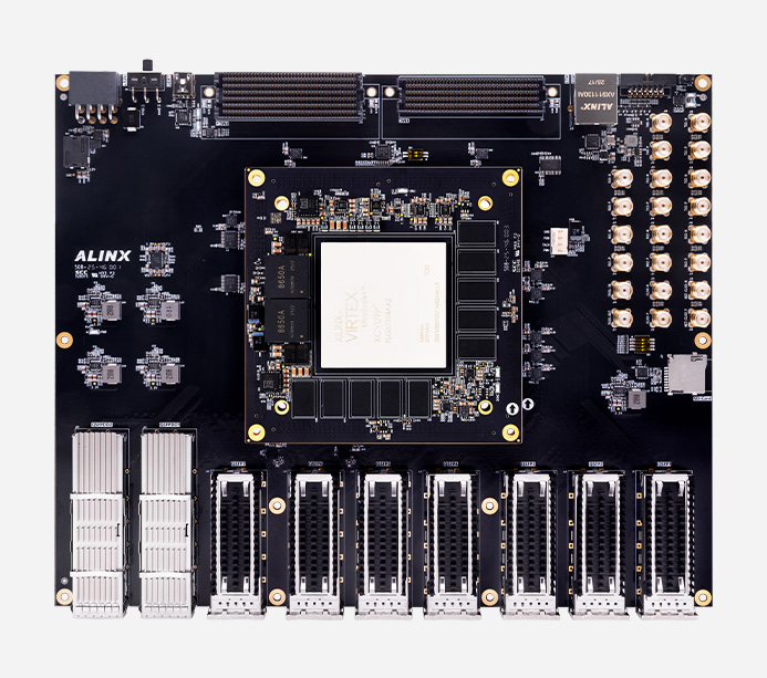 ALINX AMD Virtex UltraScale+ FPGA 超高端开发板 200G QSFP-DD 100G QSFP28 光纤 FMC+ HPC XCVU9P AXVU9G