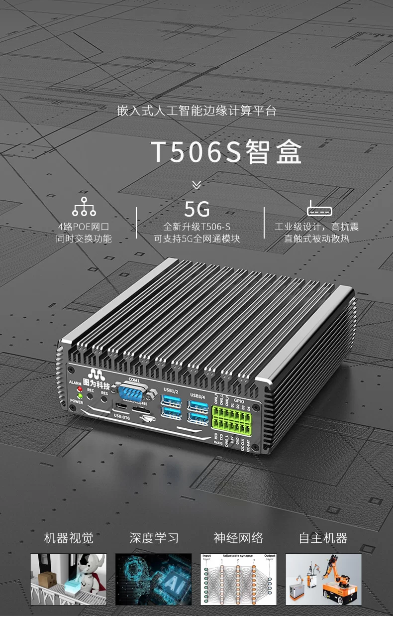 NVIDIA T506AI边缘计算网关盒子 21T算力 Jetson Xavier NX开发板