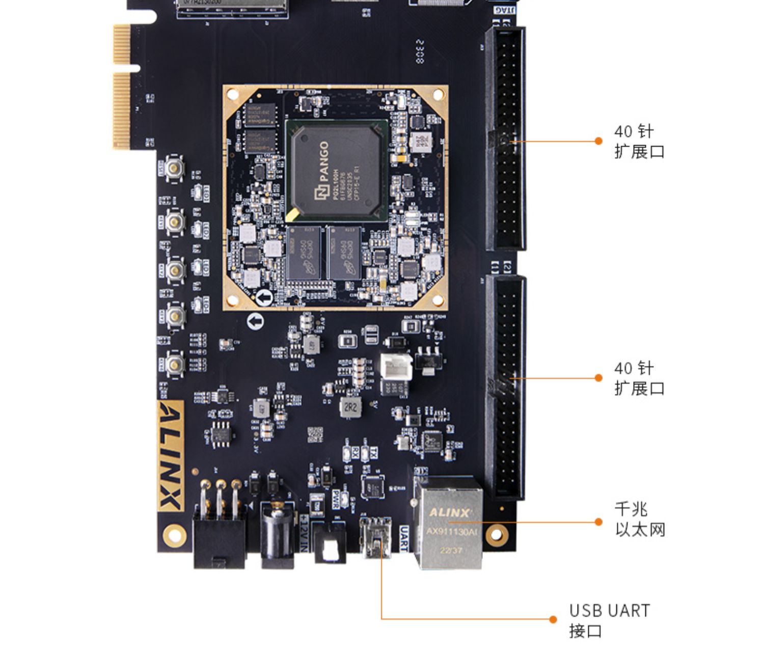 国产FPGA开发板 ALINX 紫光同创 Logos2系列 PG2L100H PCIe 光纤